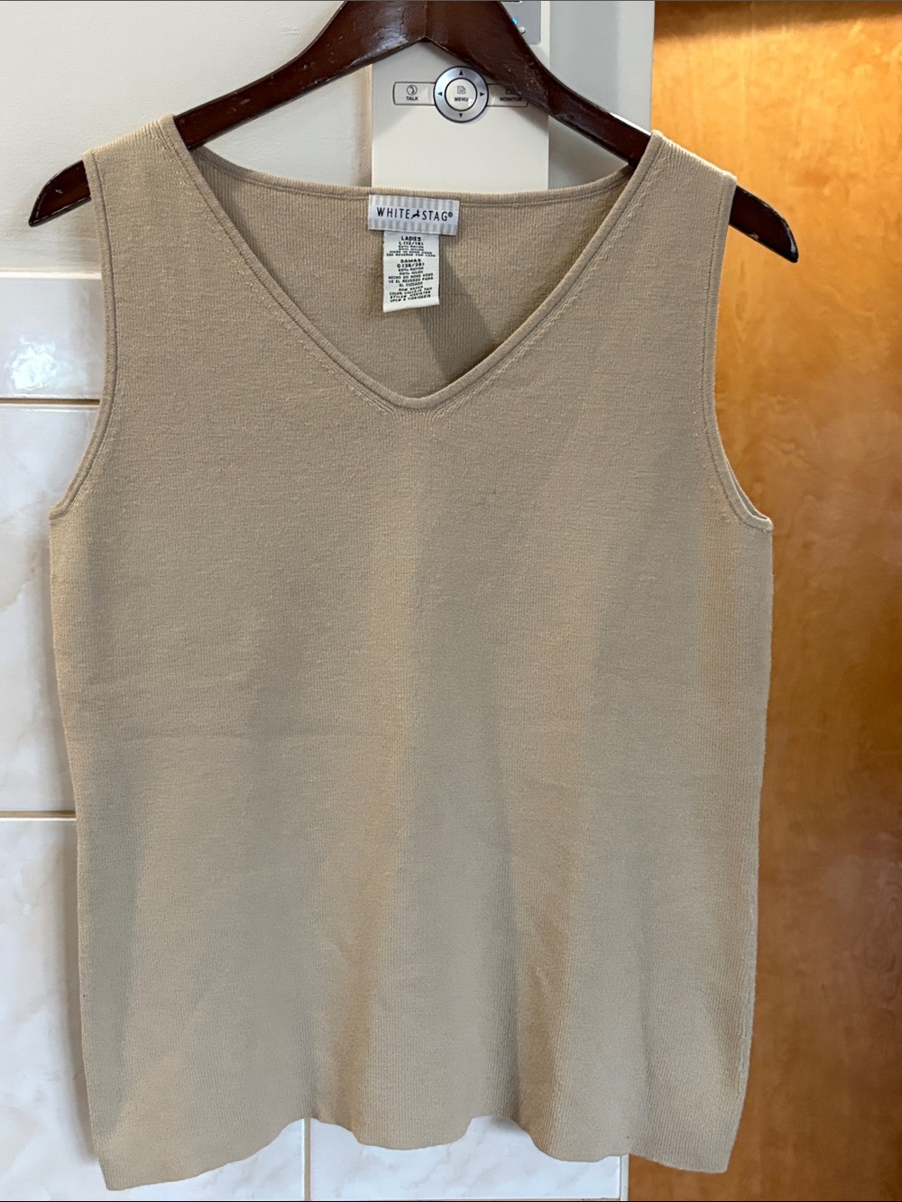 White Stag Beige V-Neck Sleeveless Knit Tank Top